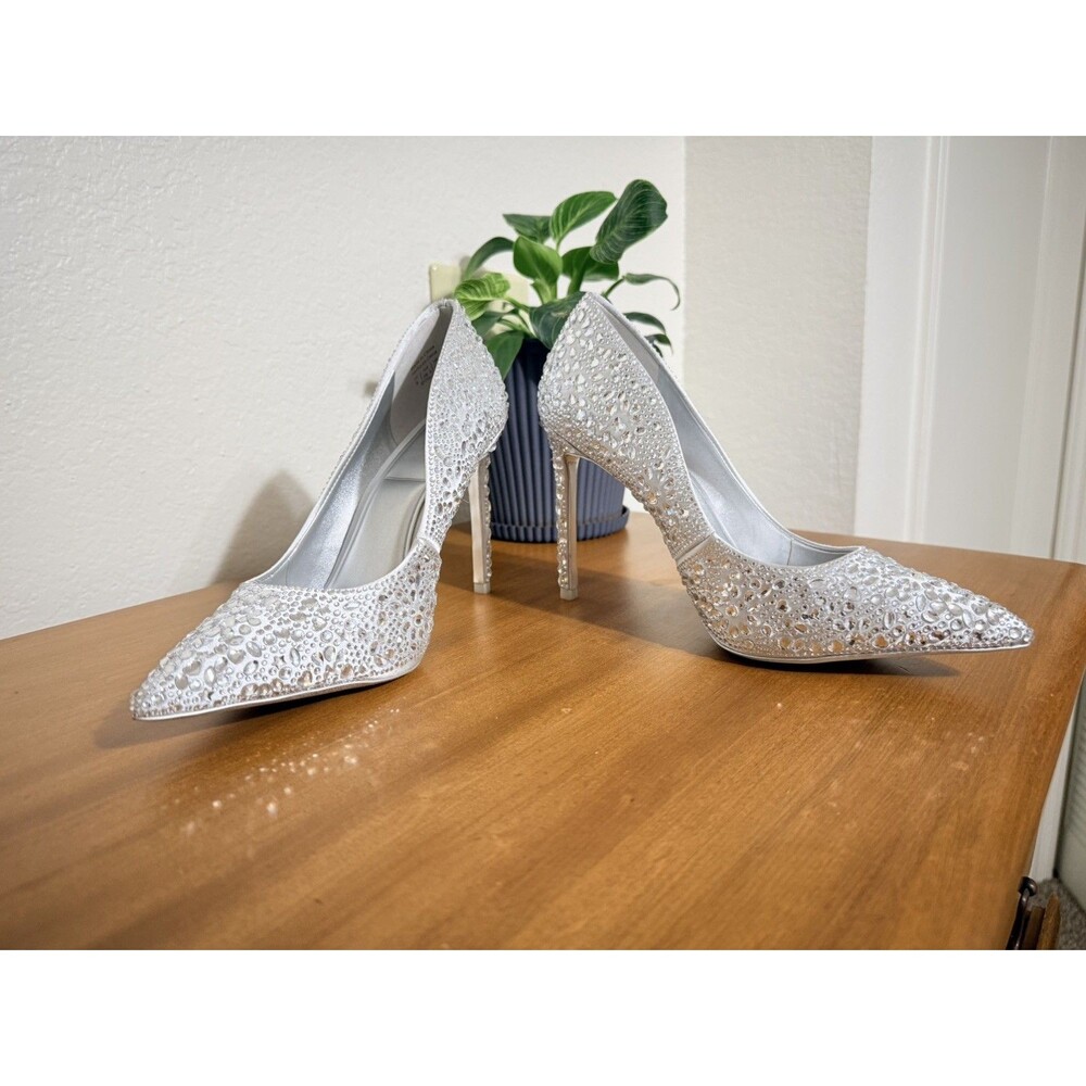 Disney x ALDO Stessy 100 Silver Rhinestone Crystal Stiletto Pumps Heels Sz 8 US - Picture 6 of 10
